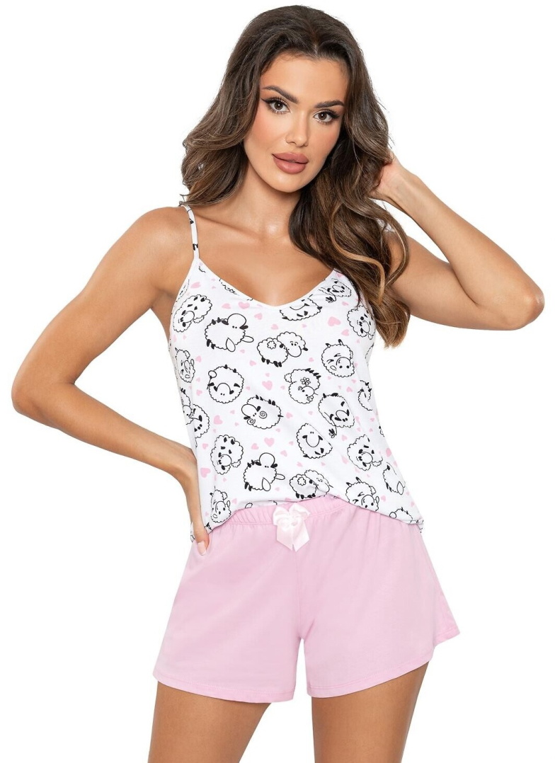Dámské pyžamo DONNA SHEEP TOP bílá-růžová