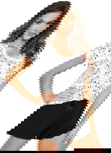 Női pizsama DONNA SHEEP SHORT fehér-fekete