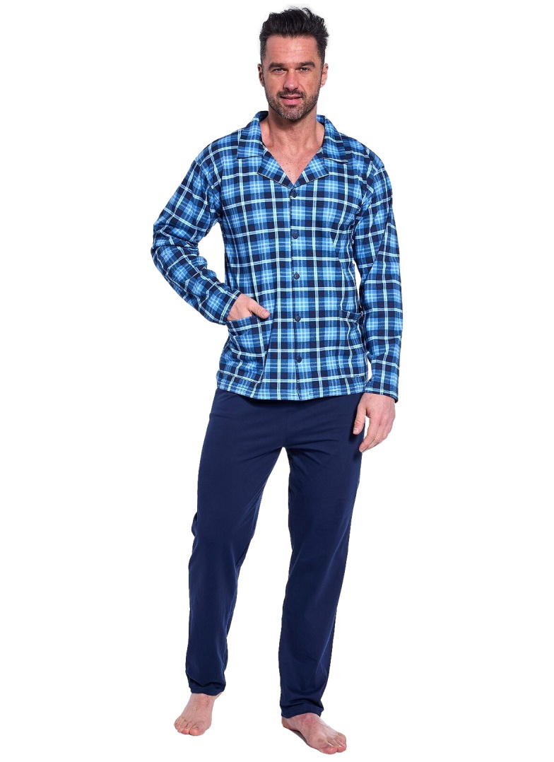 Pijama bărbătească cu nasturi CORNETTE 114/76 albastru închis
