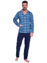 Pijama bărbătească cu nasturi CORNETTE 114/76 albastru închis