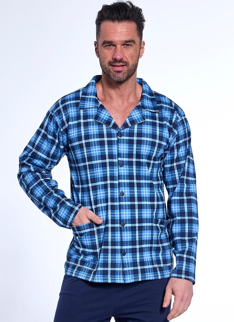 Pijama bărbătească cu nasturi CORNETTE 114/76 albastru închis