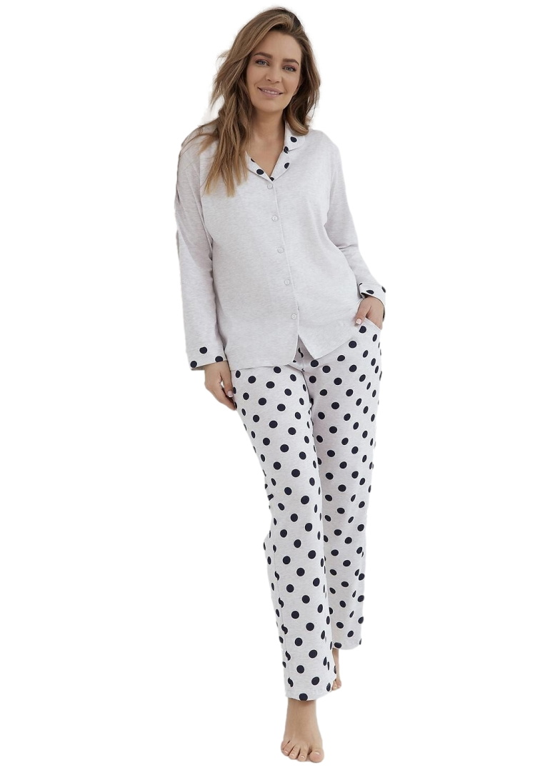 Pijama de damă cu nasturi CANA 149 gri melange