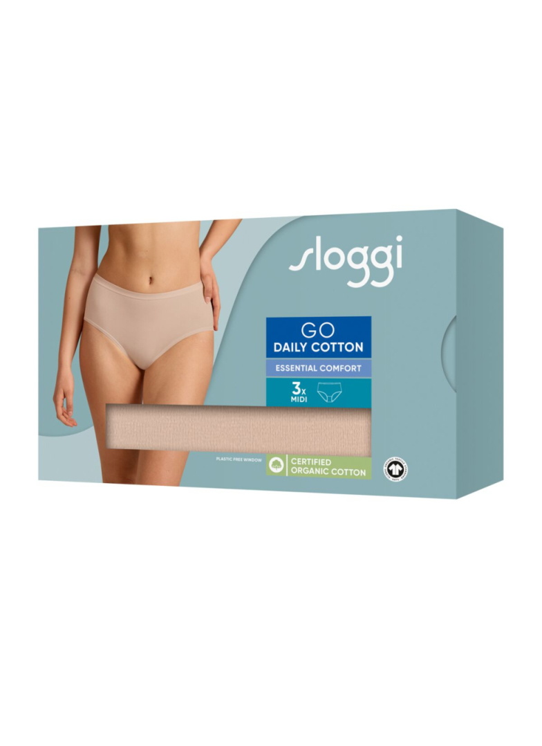 Chiloți dama SLOGGI GO DAILY COTTON MIDI 3PACK 00LZ - NEW BEIGE