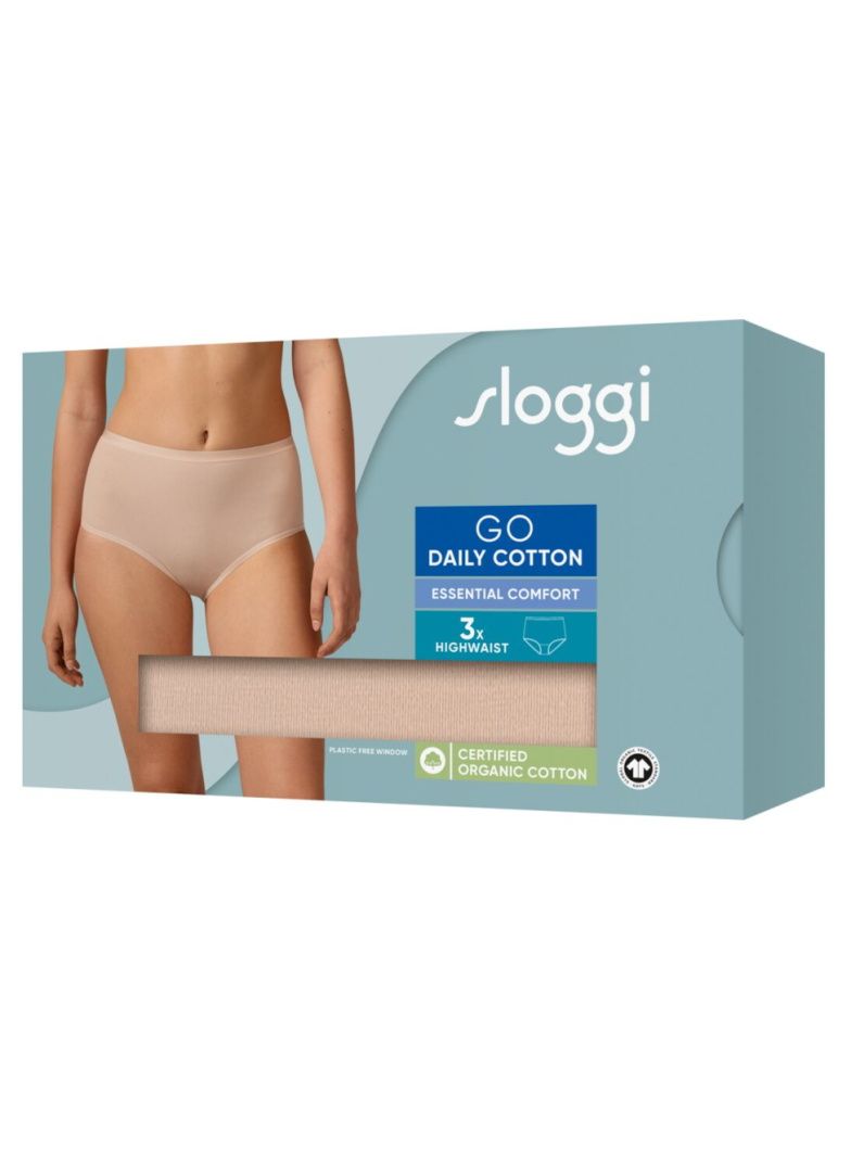 Chiloți dama SLOGGI GO DAILY COTTON HIGHWAIST 3PACK 00LZ - NEW BEIGE