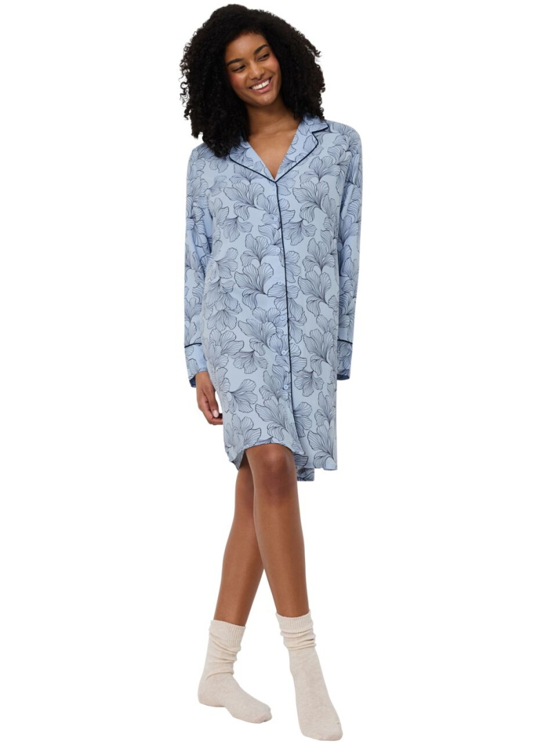 Koszula nocna rozpinana Triumph Boyfriend Fit NDW 03 BLUE COMBINATION