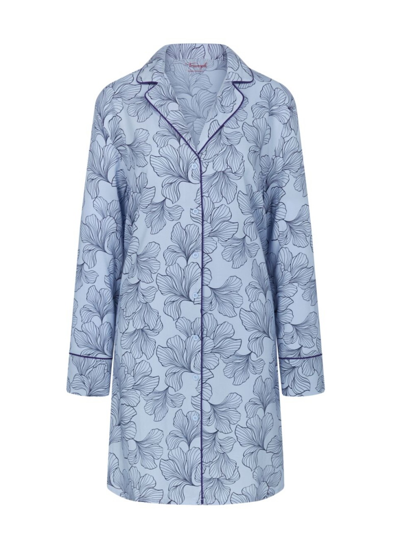Noční košile rozepínací TRIUMPH BOYFRIEND FIT NDW 03 BLUE COMBINATION