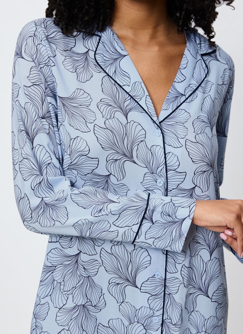 Koszula nocna rozpinana Triumph Boyfriend Fit NDW 03 BLUE COMBINATION