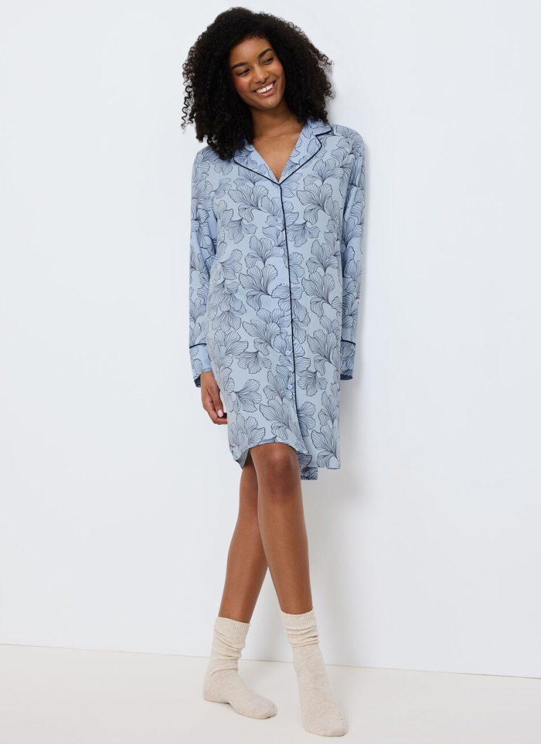 Koszula nocna rozpinana Triumph Boyfriend Fit NDW 03 BLUE COMBINATION