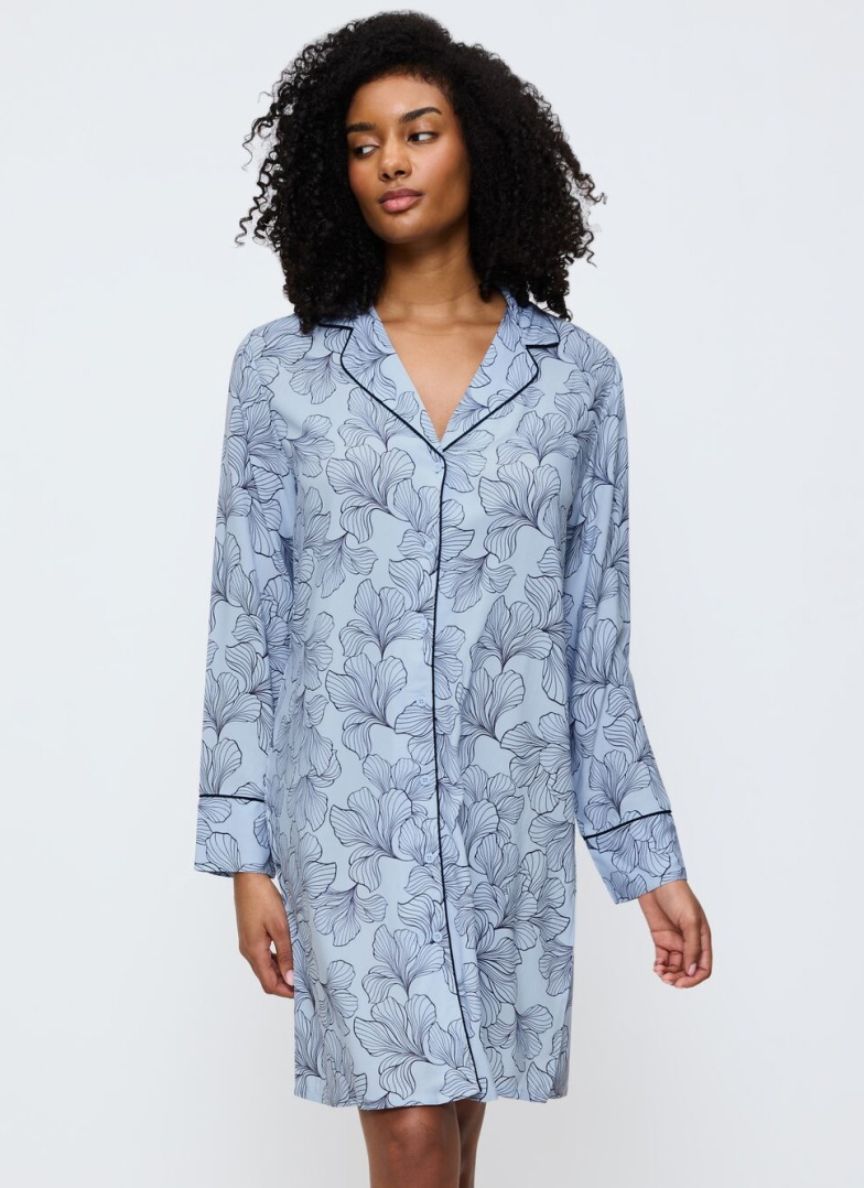 Koszula nocna rozpinana Triumph Boyfriend Fit NDW 03 BLUE COMBINATION