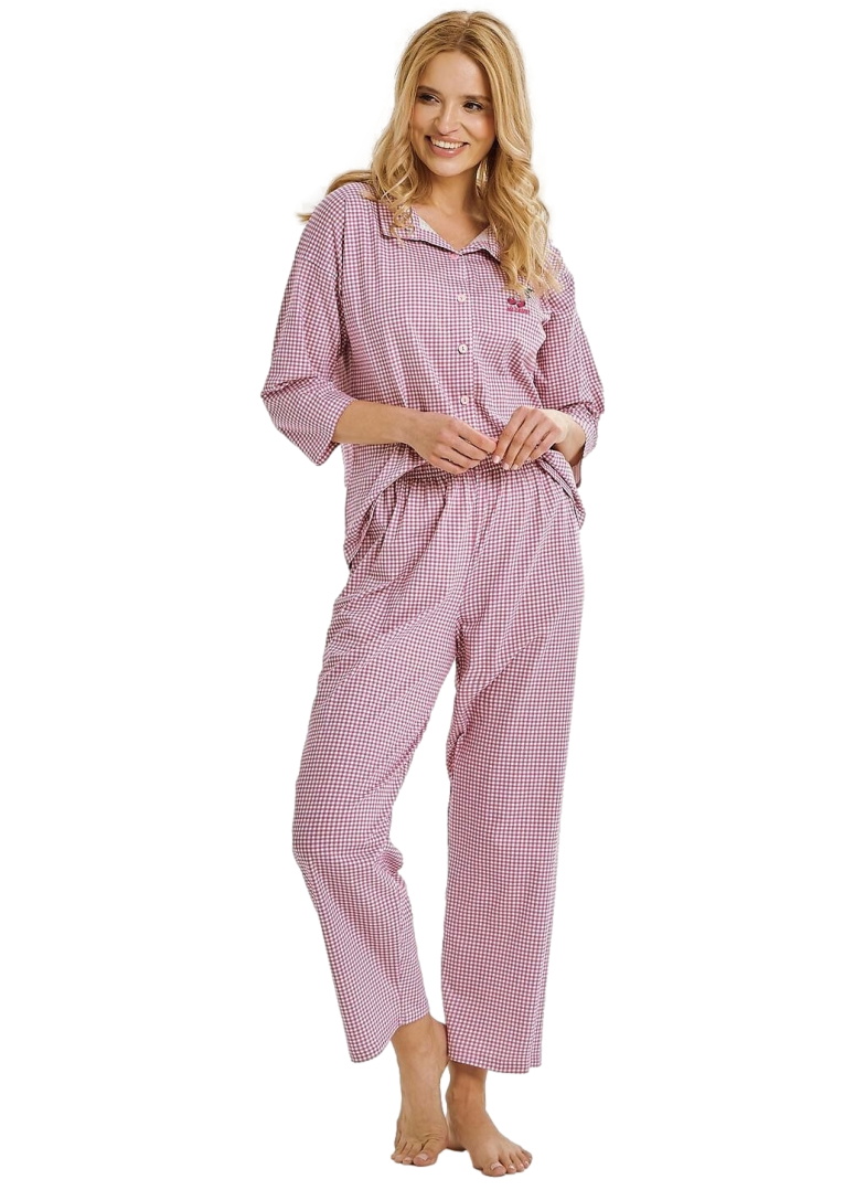 Pijama de damă cu nasturi TARO 3435 JOLIE roz