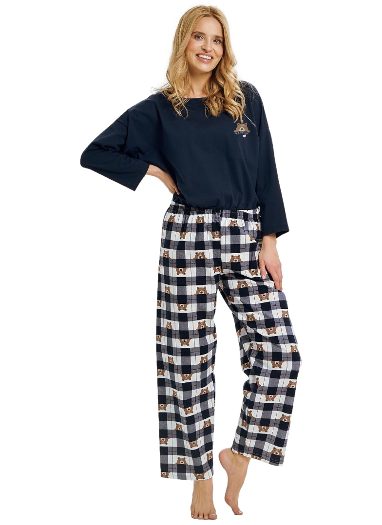 Pijama dama TARO ASTRID 3441 albastru închis FLANEL