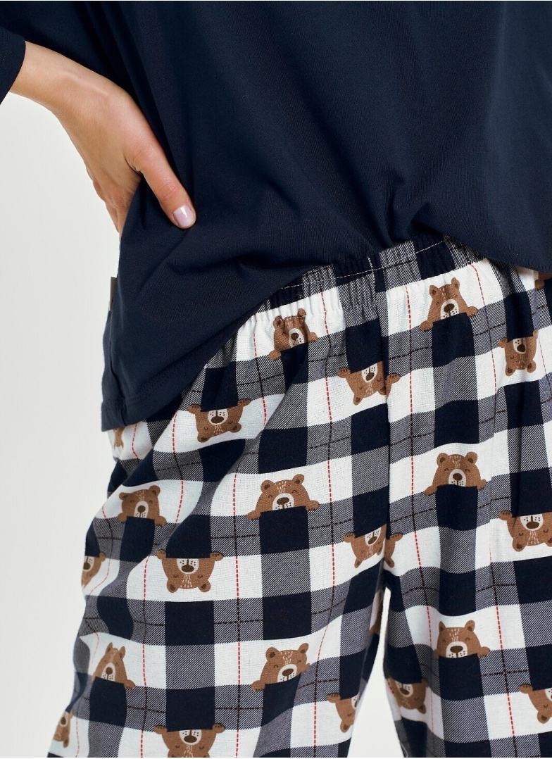 Pijama dama TARO ASTRID 3441 albastru închis FLANEL