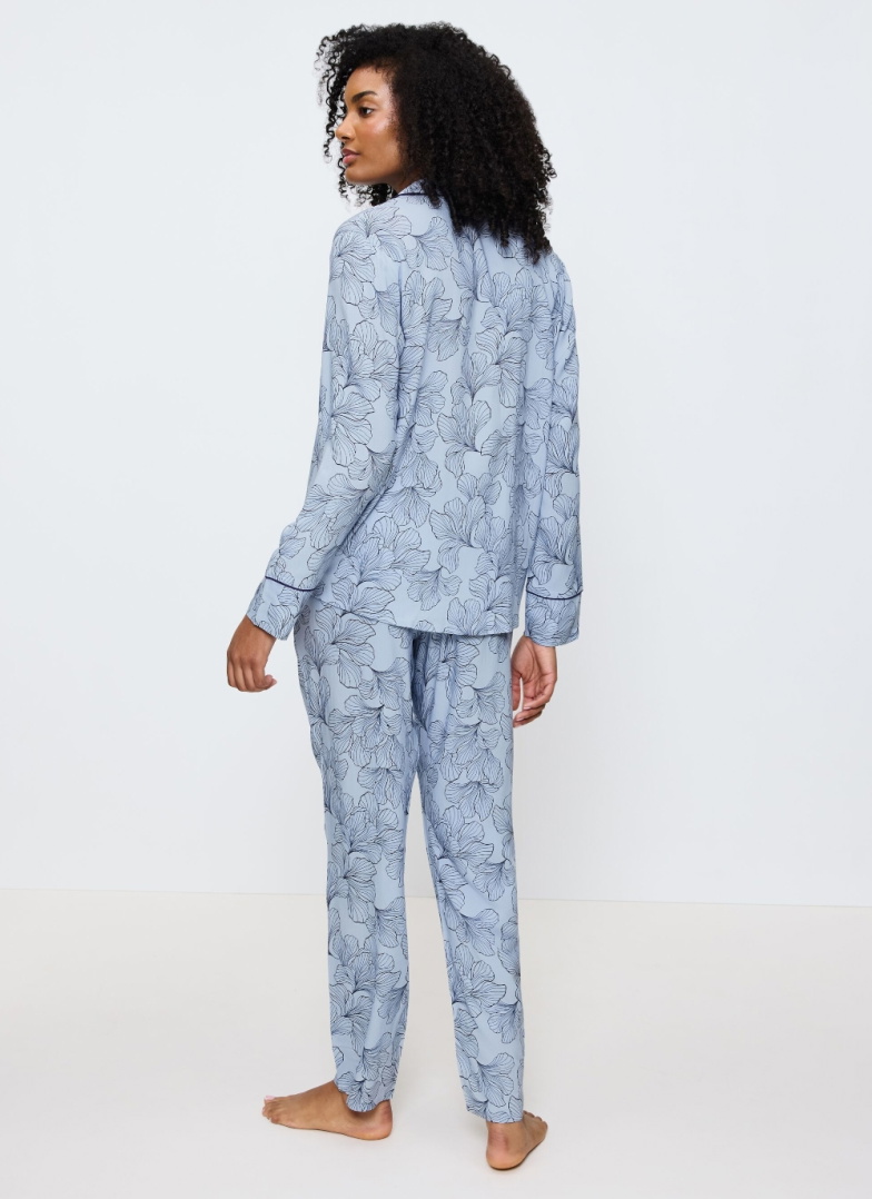 Pijama de damă cu nasturi TRIUMPH BOYFRIEND FIT PW 03 BLUE COMBINATION