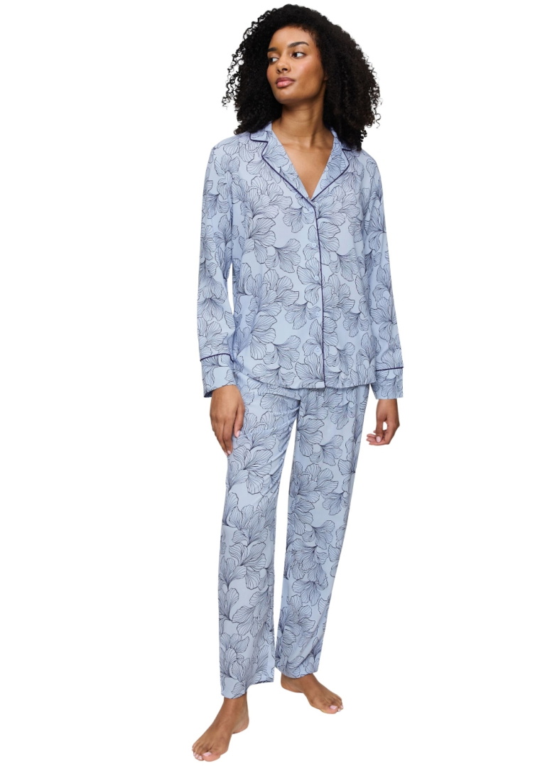 Dámské rozepínací pyžamo TRIUMPH BOYFRIEND FIT PW 03 BLUE COMBINATION