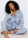 Pijama de damă cu nasturi TRIUMPH BOYFRIEND FIT PW 03 BLUE COMBINATION
