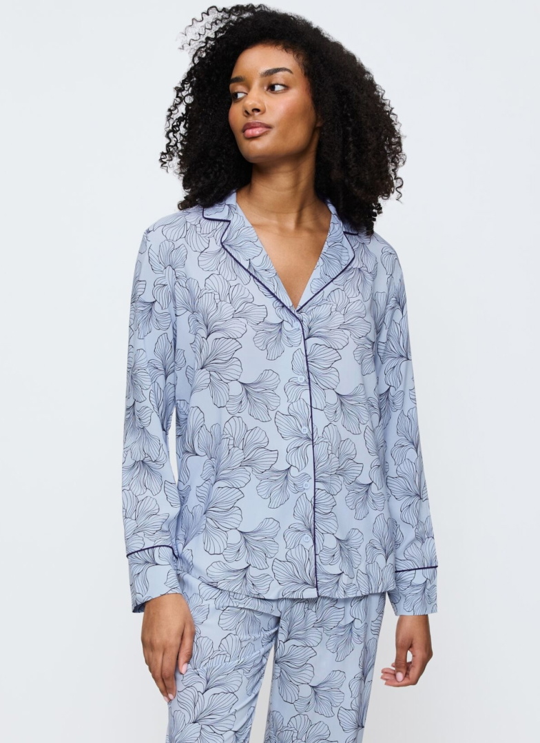 Pijama de damă cu nasturi TRIUMPH BOYFRIEND FIT PW 03 BLUE COMBINATION