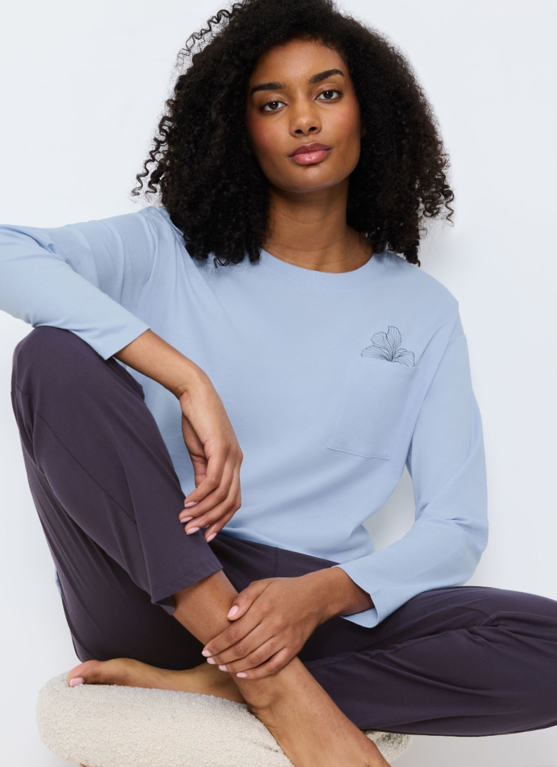 Pijama dama TRIUMPH SETS PK 01 LSL X BLUE COMBINATION