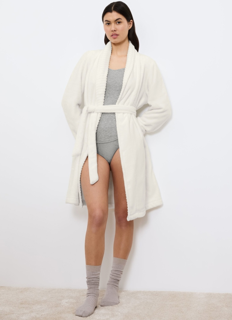 Dámský župan TRIUMPH ROBES FLEECE ROBE 01 SILK WHITE