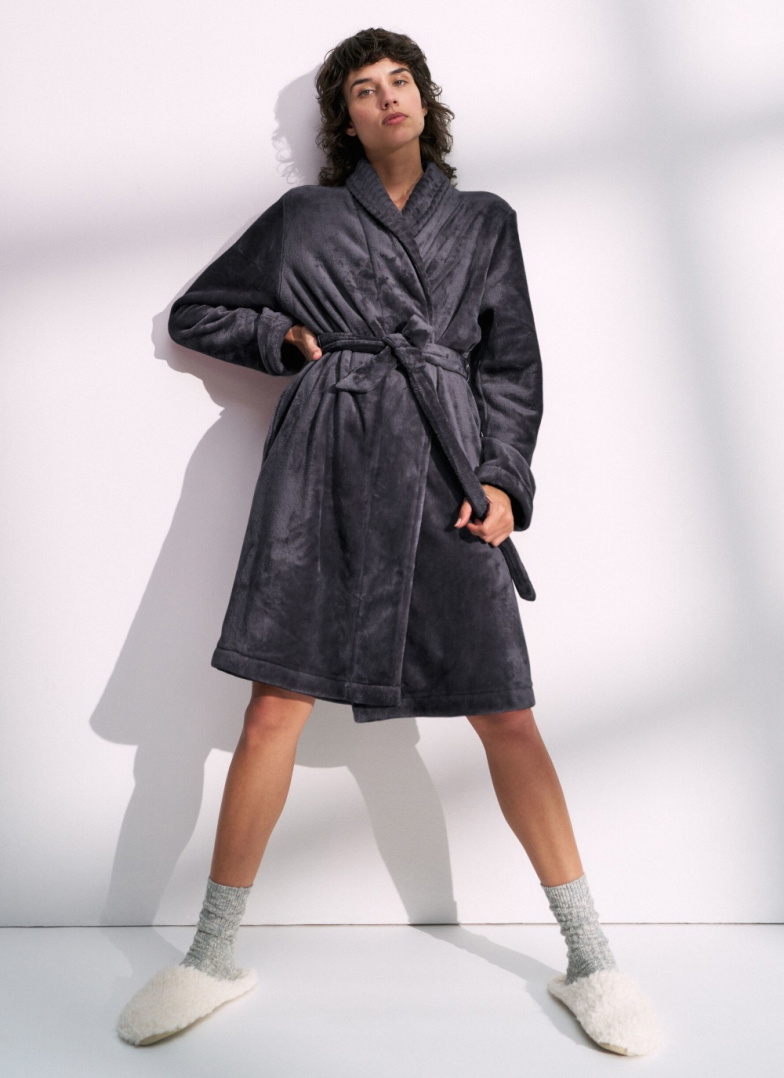 Dámský župan TRIUMPH ROBES FLEECE ROBE 01 INK GRAY