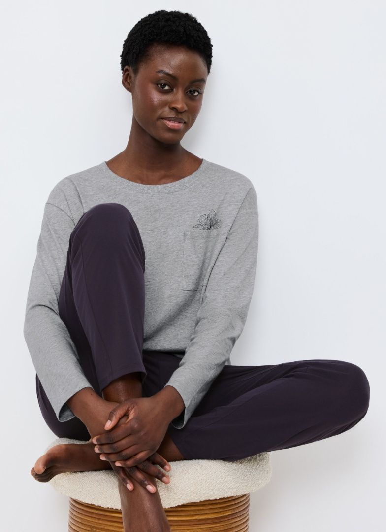 Pijama dama TRIUMPH SETS PK 01 LSL X DARK GREY MELANGE
