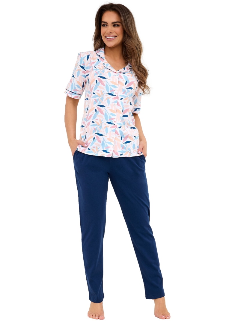Pijama de damă cu nasturi CORNETTE 696/453 ANETTE roz
