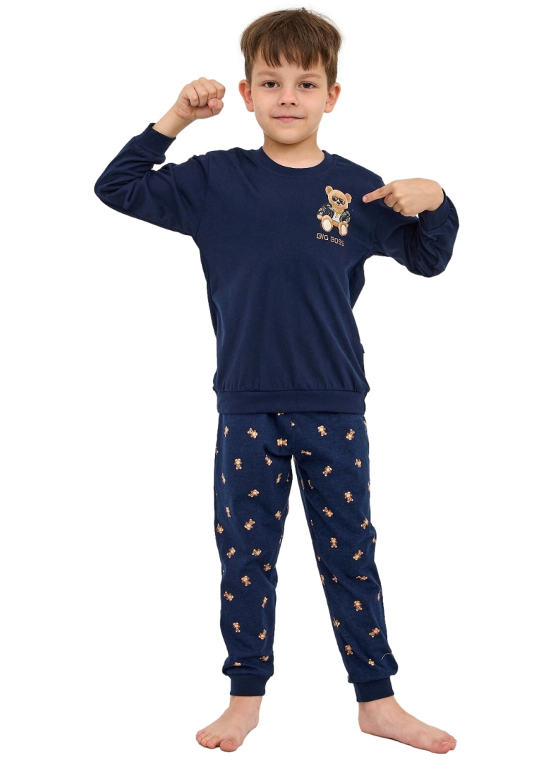 Pijama băieți CORNETTE 593/179 966/179 BIG BOSS albastru închis