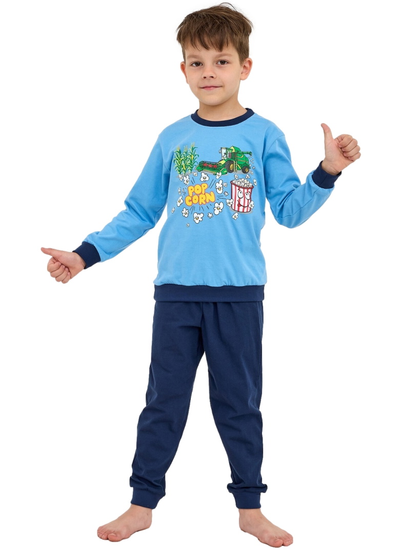 Pijama băieți CORNETTE 593/175 POPCORN albastru