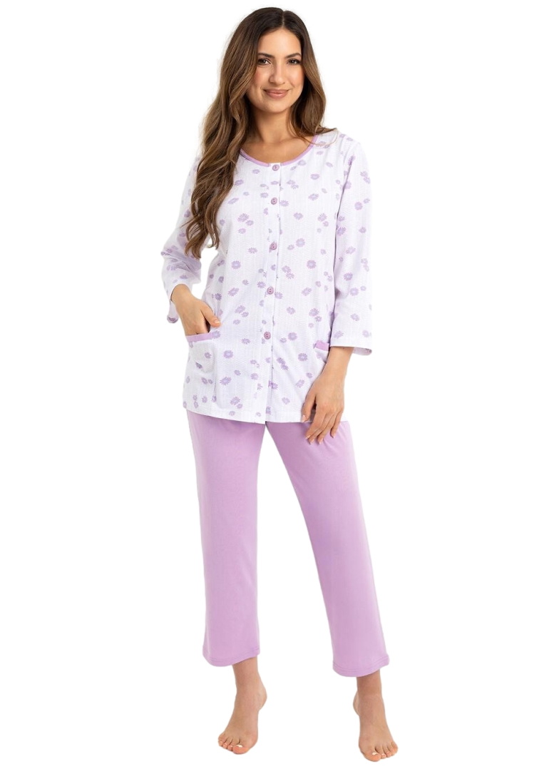 Pijama de damă cu nasturi REGINA 723 violet