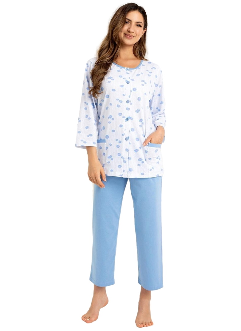 Pijama de damă cu nasturi REGINA 723 albastru