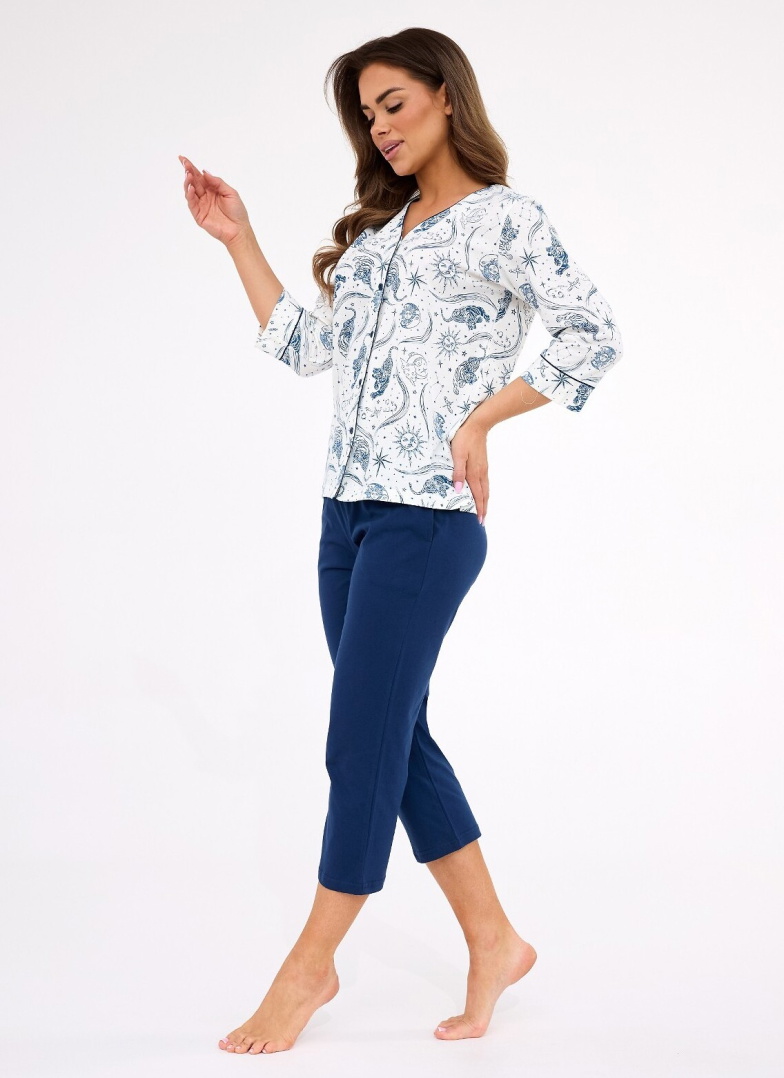 Pijama de damă cu nasturi CORNETTE 162/446 KRISTIN 2 ecru
