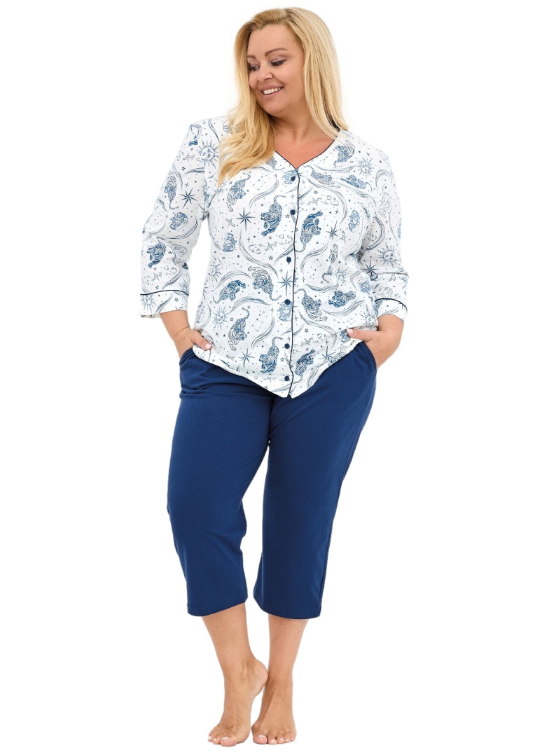Pijama de damă cu nasturi CORNETTE 162/446 KRISTIN 2 PLUS ecru