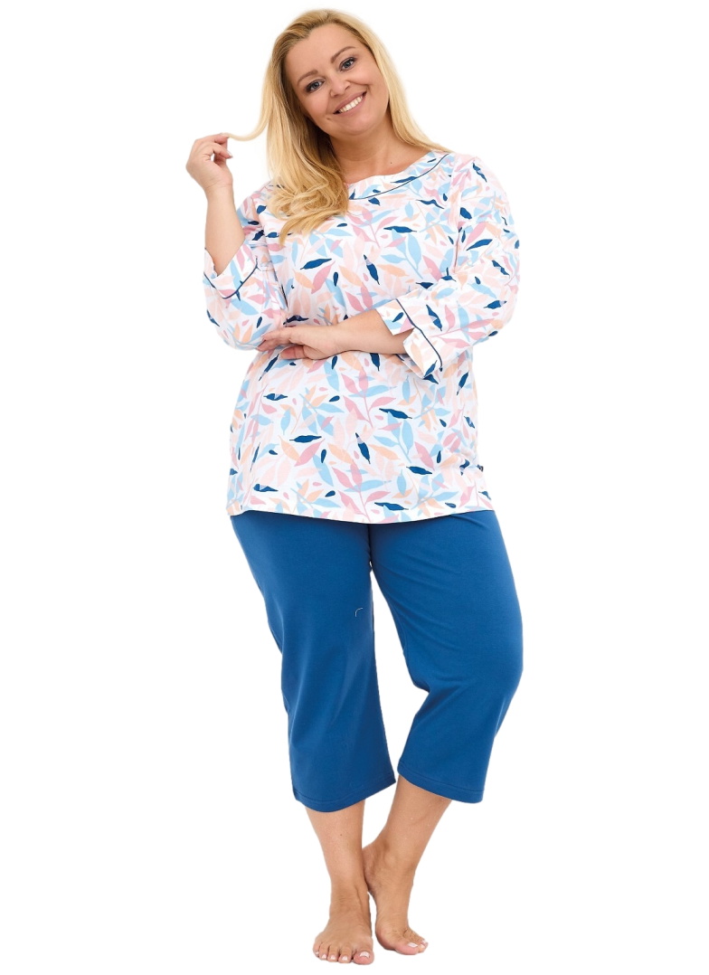 Pijama dama CORNETTE 732/452 AMELIA 2 PLUS alb-marin
