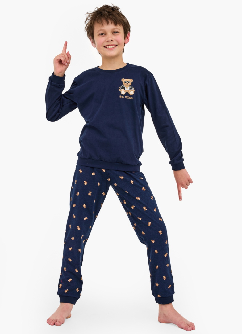 Pijama băieți CORNETTE 593/179 966/179 BIG BOSS albastru închis