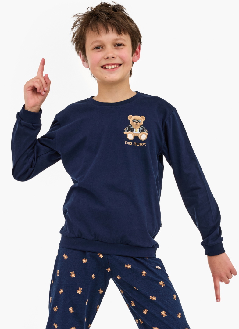Pijama băieți CORNETTE 593/179 966/179 BIG BOSS albastru închis