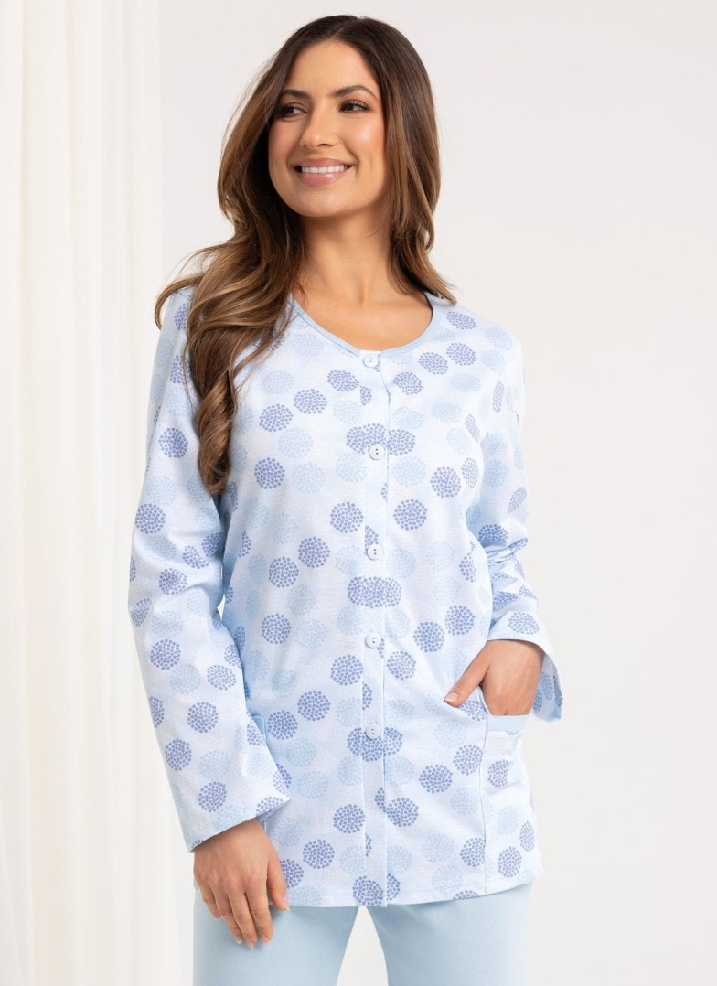 Pijama de damă cu nasturi REGINA 710 albastru