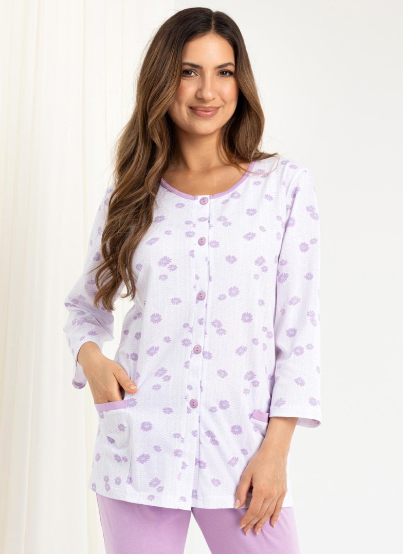 Pijama de damă cu nasturi REGINA 723 violet