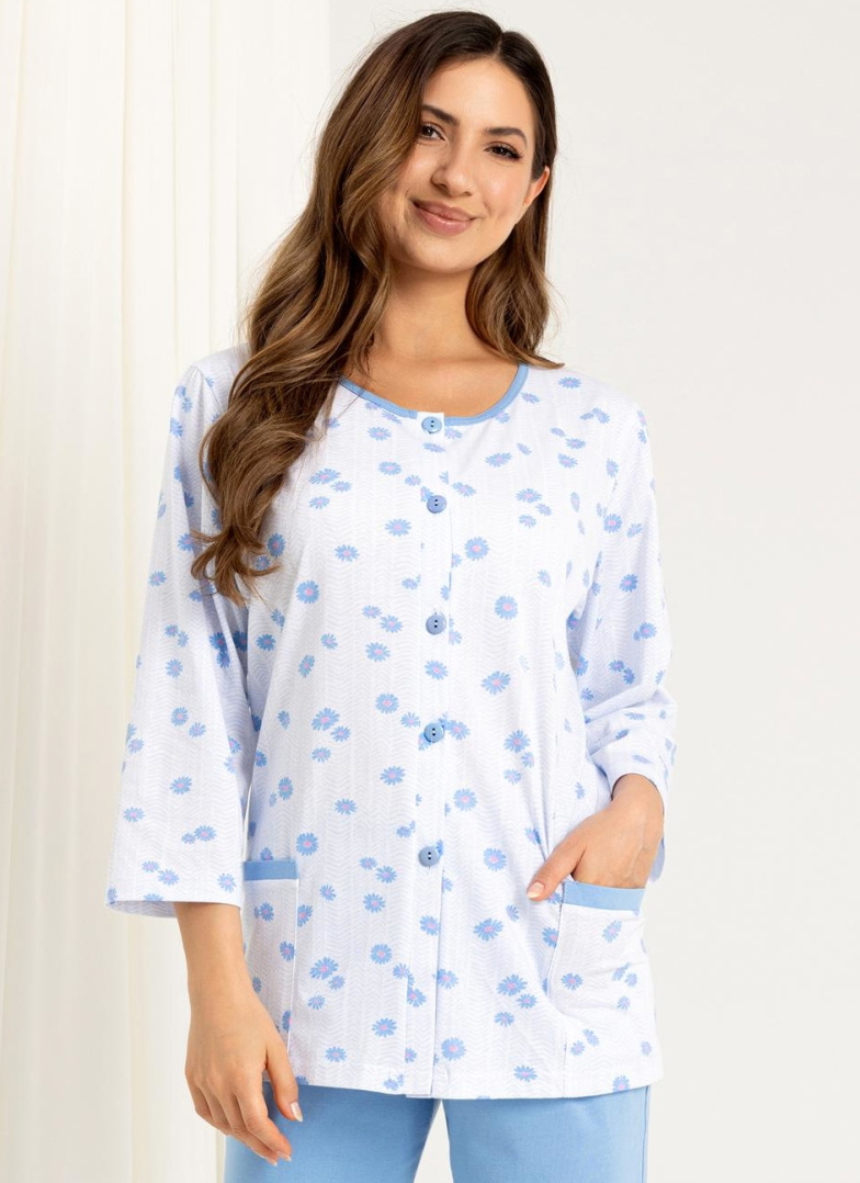 Pijama de damă cu nasturi REGINA 723 albastru